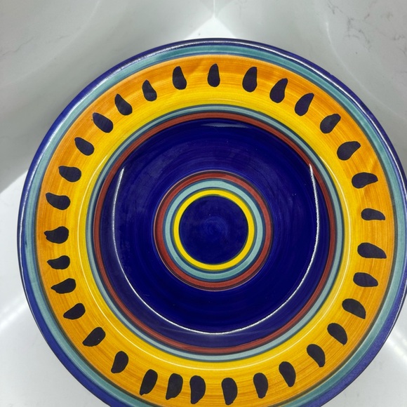 Pier 1 ITALIAN SWIRL, Large Rim Soup Bowl, Blue & Orange set of 3 - Picture 3 of 9